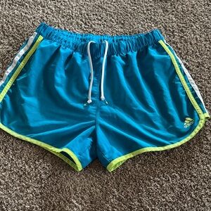 Adidas Teal and Lime Running Shorts